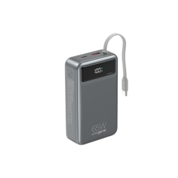 Gembird 65 W Fast charging power bank with integrated cables, 20000 mAh, black