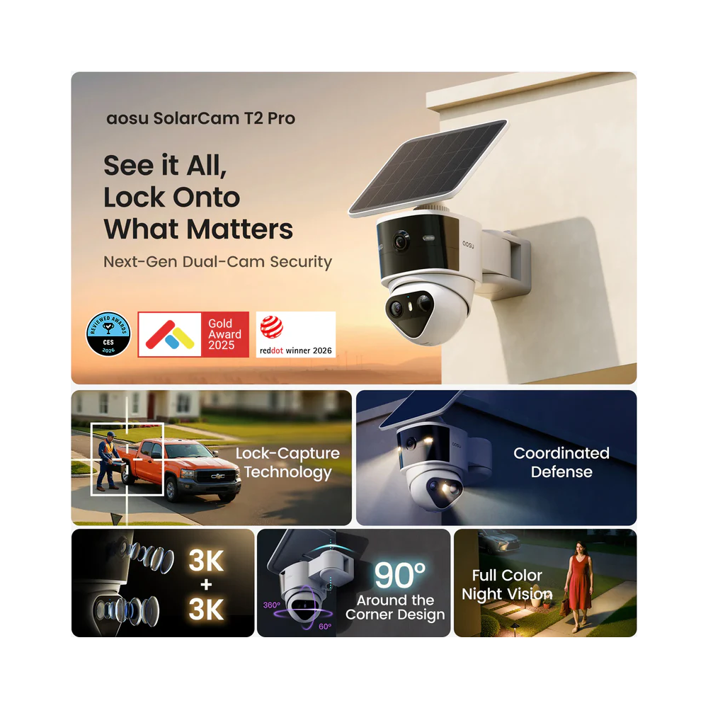 AOSU C9P Solar Security Camera Wireless Outdoor T2 Pro
