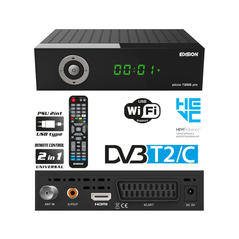 Edision Picco T265 PRO HD Full HD DVB-T2/C Receiver
