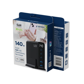 Gembird 5-port 140 W GaN USB fast charger, black