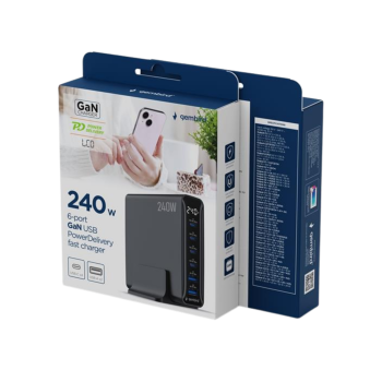 Gembird 6-port 240 W GaN USB fast charger, black