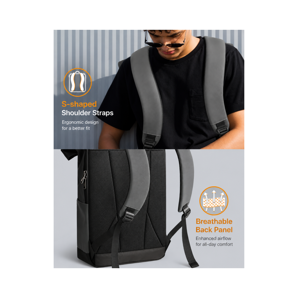 Inateck 25-30L RollTop Backpack Water-Repellent Daypack Laptop Backpack School Backpack