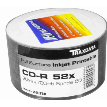 Traxdata 50 Pack CD-R 700MB Spindle Printable