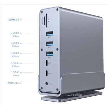 Cablexpert USB 15-in-1 multi-port (USB hub DisplayPort PD card reader GigaLAN 3.5 mm audio)