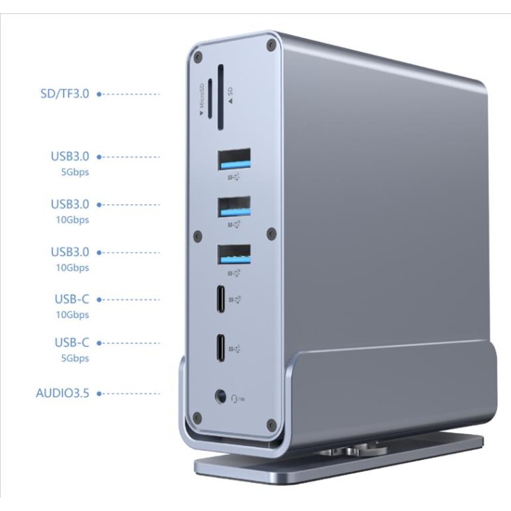Cablexpert USB 15-in-1 multi-port (USB hub DisplayPort PD card reader GigaLAN 3.5 mm audio)