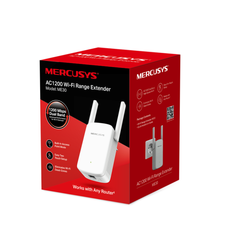 Mercusys ME30 AC1200 Wi-Fi Range Extender UK Plug