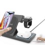 Gembird 3-in-1 foldable wireless charger stand, 15 W, Apple watch, black