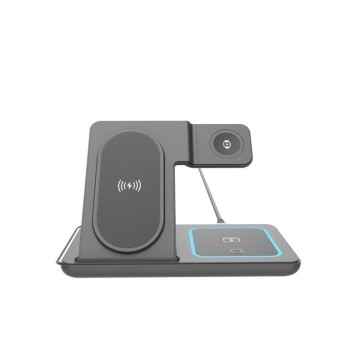 Gembird 3-in-1 foldable wireless charger stand, 15 W, Samsung watch, black