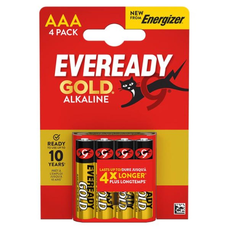 Eveready Gold AAA Alkaline Batteries 4-Pack