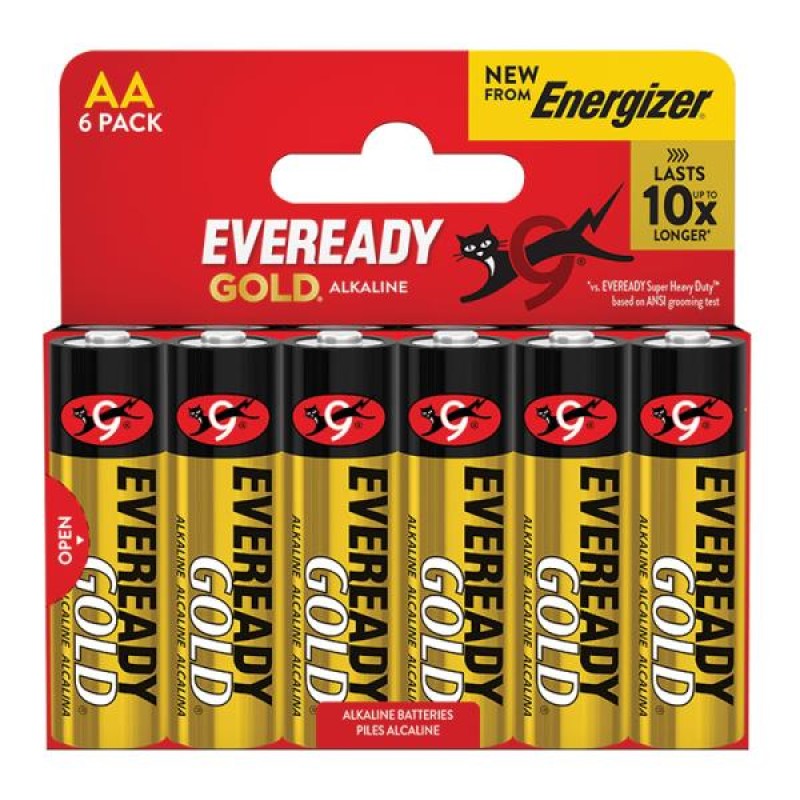 Eveready Gold AA Alkaline Batteries 6-Pack