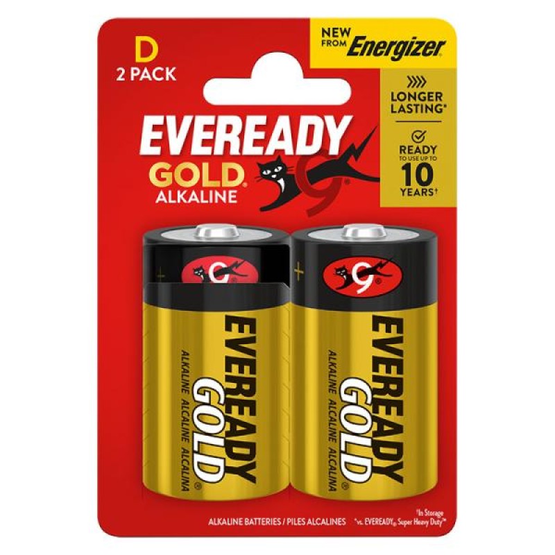 Eveready Gold D Alkaline Batteries 2-Pack