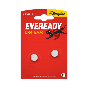 Eveready A76/LR44 Alkaline Button Cell Batteries 2-Pack
