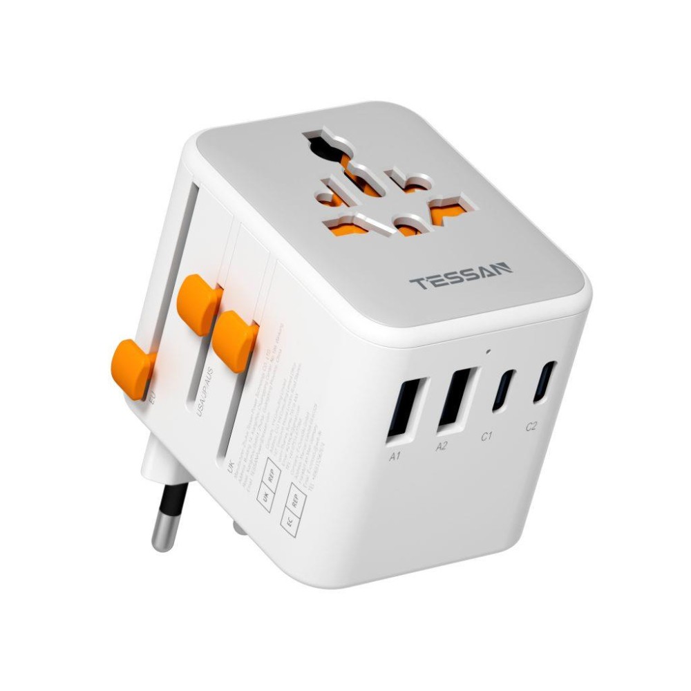 Tessan Power Adapter with Extra 2 Prong AC Outlet, 5 USB Ports (3 USB C)
