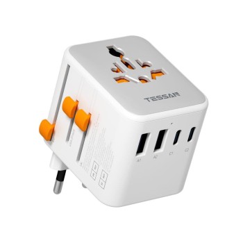 Tessan Power Adapter with Extra 2 Prong AC Outlet, 5 USB Ports (3 USB C)