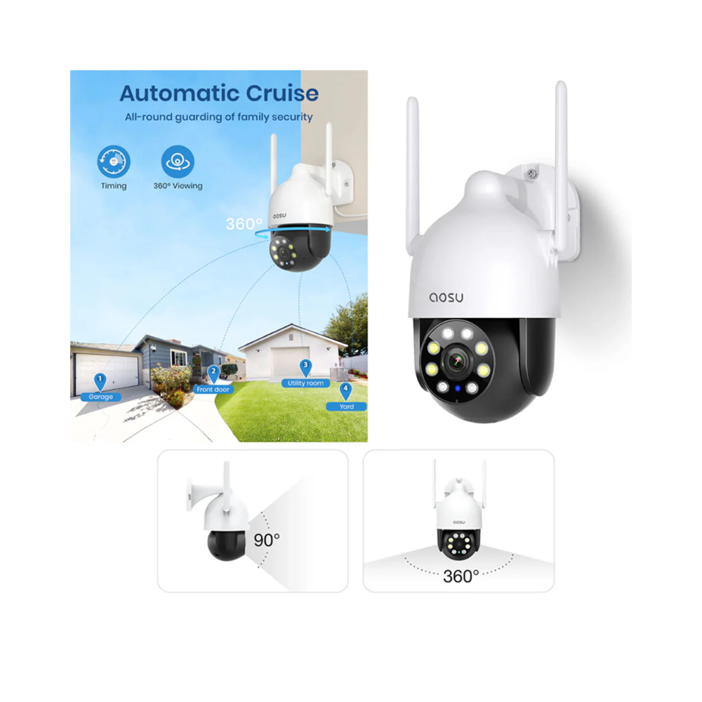 AOSU C5L Security Camera 2K Outdoor 360 Pan-Tilt