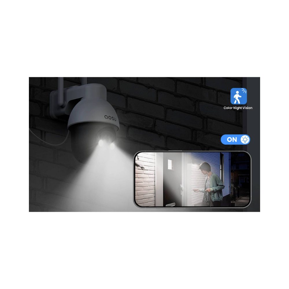 AOSU Solar Security Camera Wireless Outdoor Panoramic PTZ
