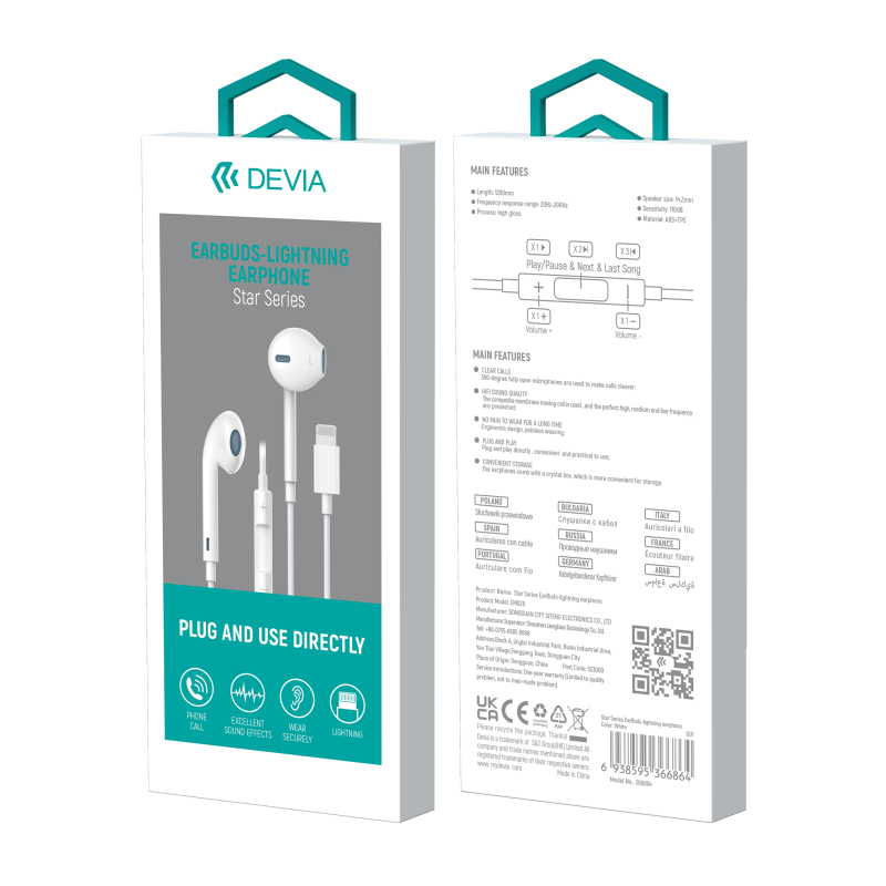 Devia Lightning Earphone White