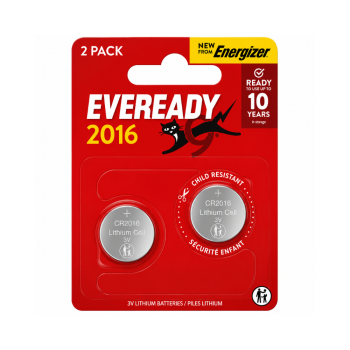 Eveready Lithium CR2016 Button Cell Batteries 2-Pack
