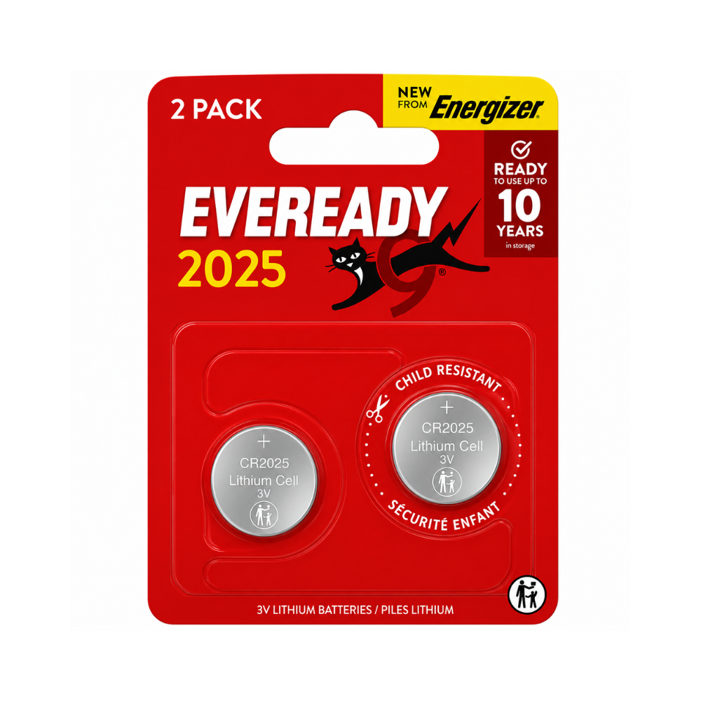 Eveready Lithium CR2025 Button Cell Batteries 2-Pack