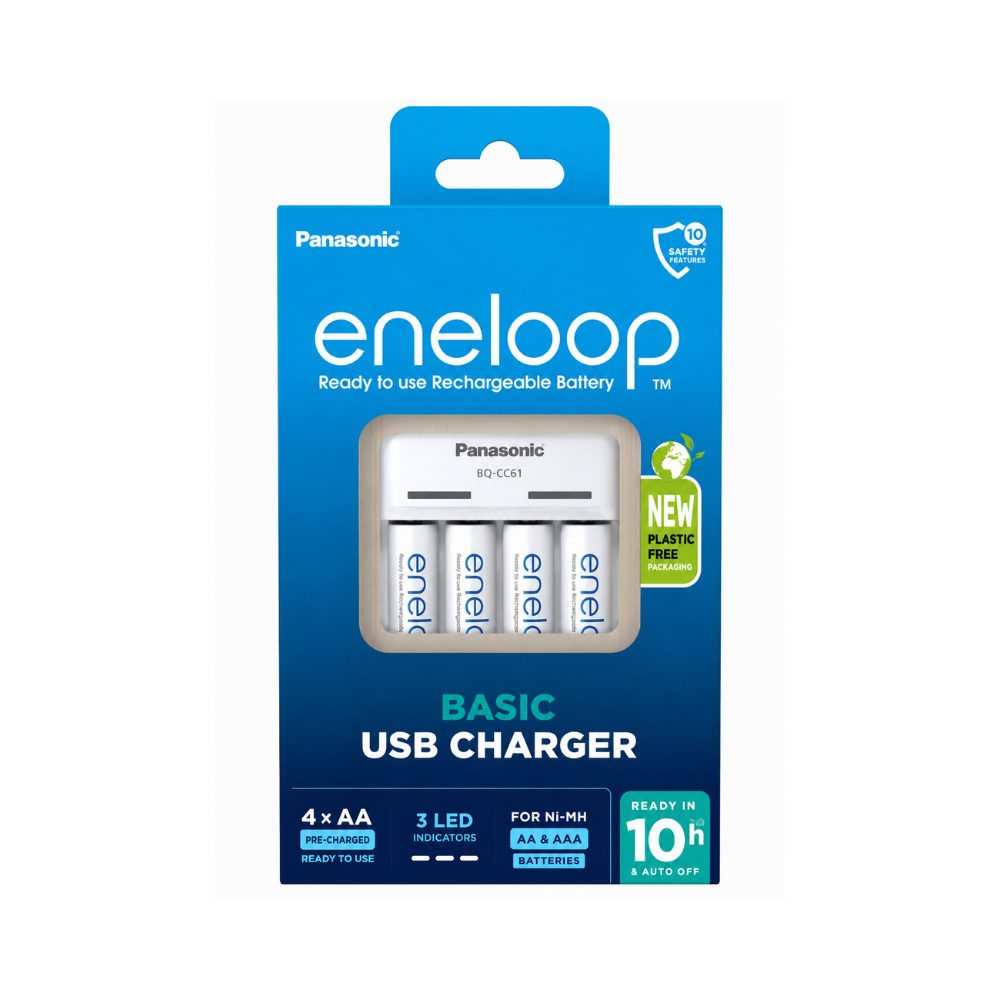 Eneloop Basic USB Charger Kit with 4x AA Batteries