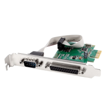COM serial port + LPT port PCI-Express add-on cardwith extra low-profile bracket