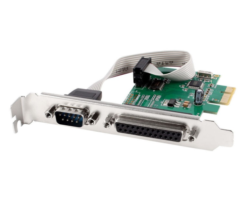 COM serial port + LPT port PCI-Express add-on cardwith extra low-profile bracket