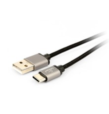Cotton braided Type-C USB cable with metal connectors1.8 mblack colorblister
