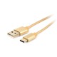 Cotton braided Type-C USB cable with metal connectors1.8 mgold colorblister