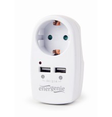2-port USB charger with pass-through AC socket2.1 Awhite