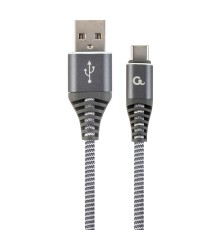 Premium cotton braided Type-C USB charging and data cable1 mspacegrey/white