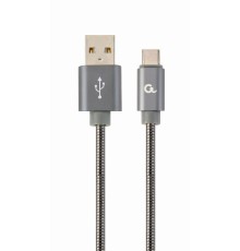 Premium spiral metal Type-C USB charging and data cable2 mmetallic-grey