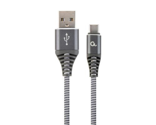 Premium cotton braided Type-C USB charging and data cable2 mspacegrey/white