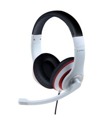 Stereo headsetwhite and black color with red ring