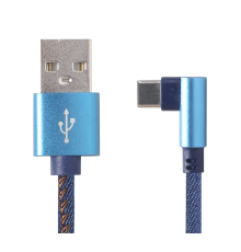 Premium jeans (denim) Type-C USB cable with metal connectors1 mblueangled