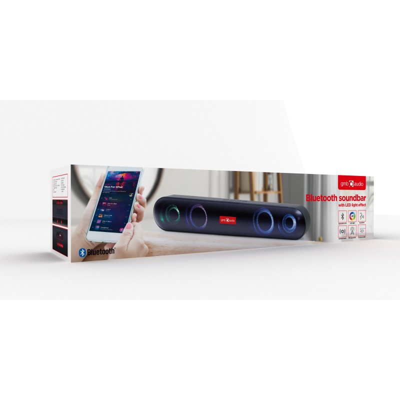 Gembird Bluetooth Soundbar with LED Lights Black