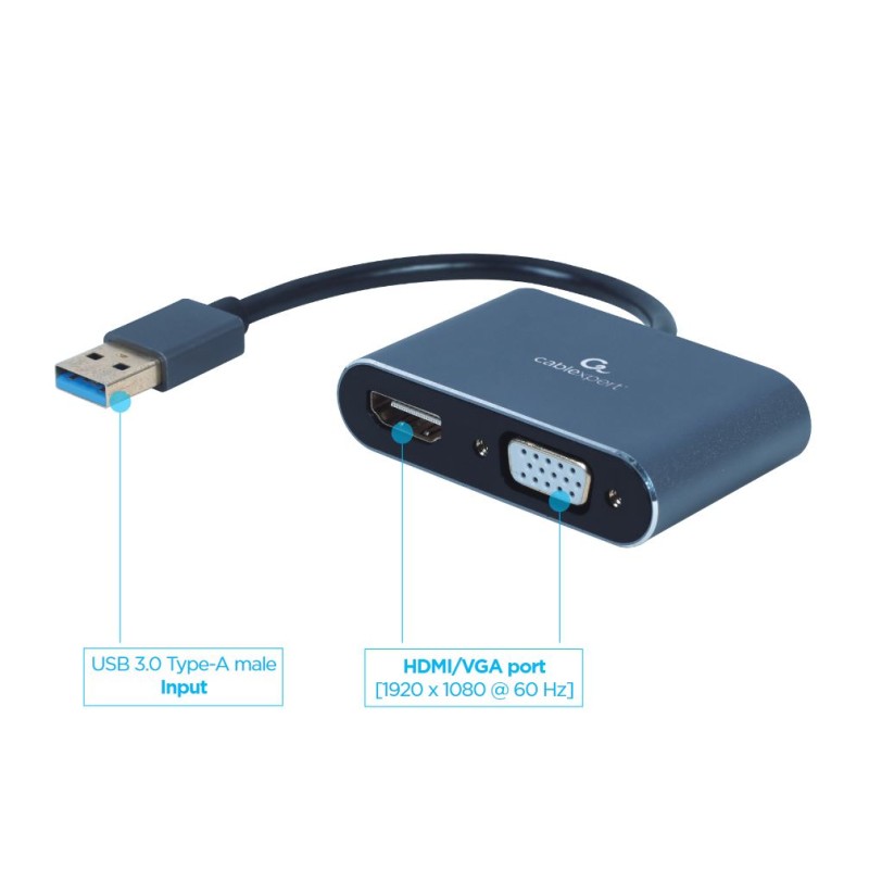 Gembird USB to HDMI + VGA Display Adapter