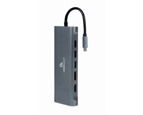 USB Type-C 8-in-1 multi-port adapter (Hub3.0 + HDMI + DisplayPort + VGA + PD + card reader + LAN + stereo audio)space grey