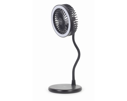 Desktop fan with lamp and wireless charger