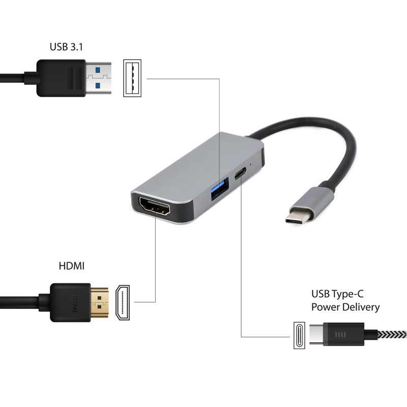Cablexpert USB-C 3-in-1 Adapter