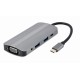 USB Type-C 8-in-1 multi-port adapter (Hub + HDMI + VGA + PD + card reader + stereo audio)silver