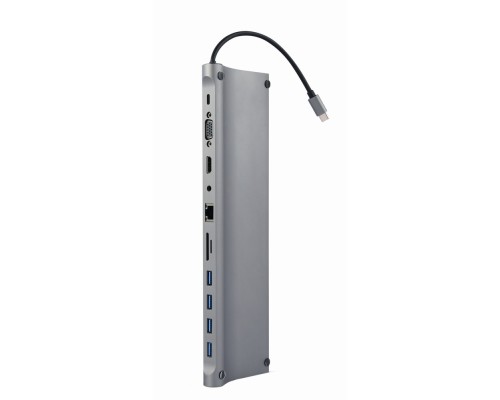 USB Type-C 11-in-1 multi-port adapter (USB hub + HDMI + VGA + PD + card reader + LAN + 3.5 mm audio)space grey