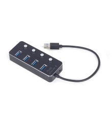 USB 3.1 (Gen 1) powered 4-port hub with switchesblack