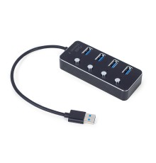 USB 3.1 (Gen 1) powered 4-port hub with switchesblack