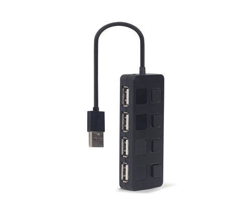 USB 2.0 4-port hub with switchesblack