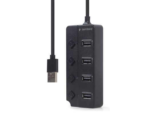 USB 2.0 4-port hub with switchesblack