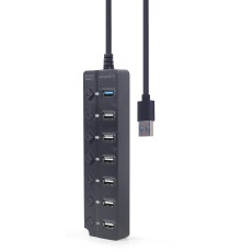 7-port USB hub (1 x USB 3.1 + 6 x USB 2.0) with switchesblack