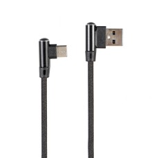 Premium jeans (denim) Type-C USB cable with metal connectors1 mblackangled both sides