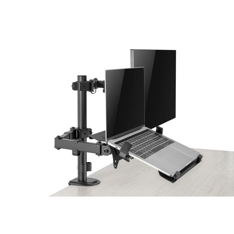 Gembird Adjustable desk mount with monitor arm and notebook tray