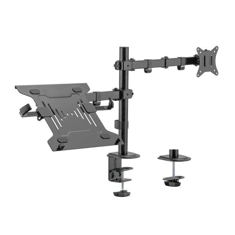 Gembird Adjustable desk mount with monitor arm and notebook tray