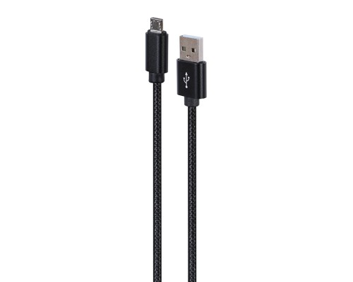 Cotton braided Micro-USB cable with metal connectors1.8 mblack